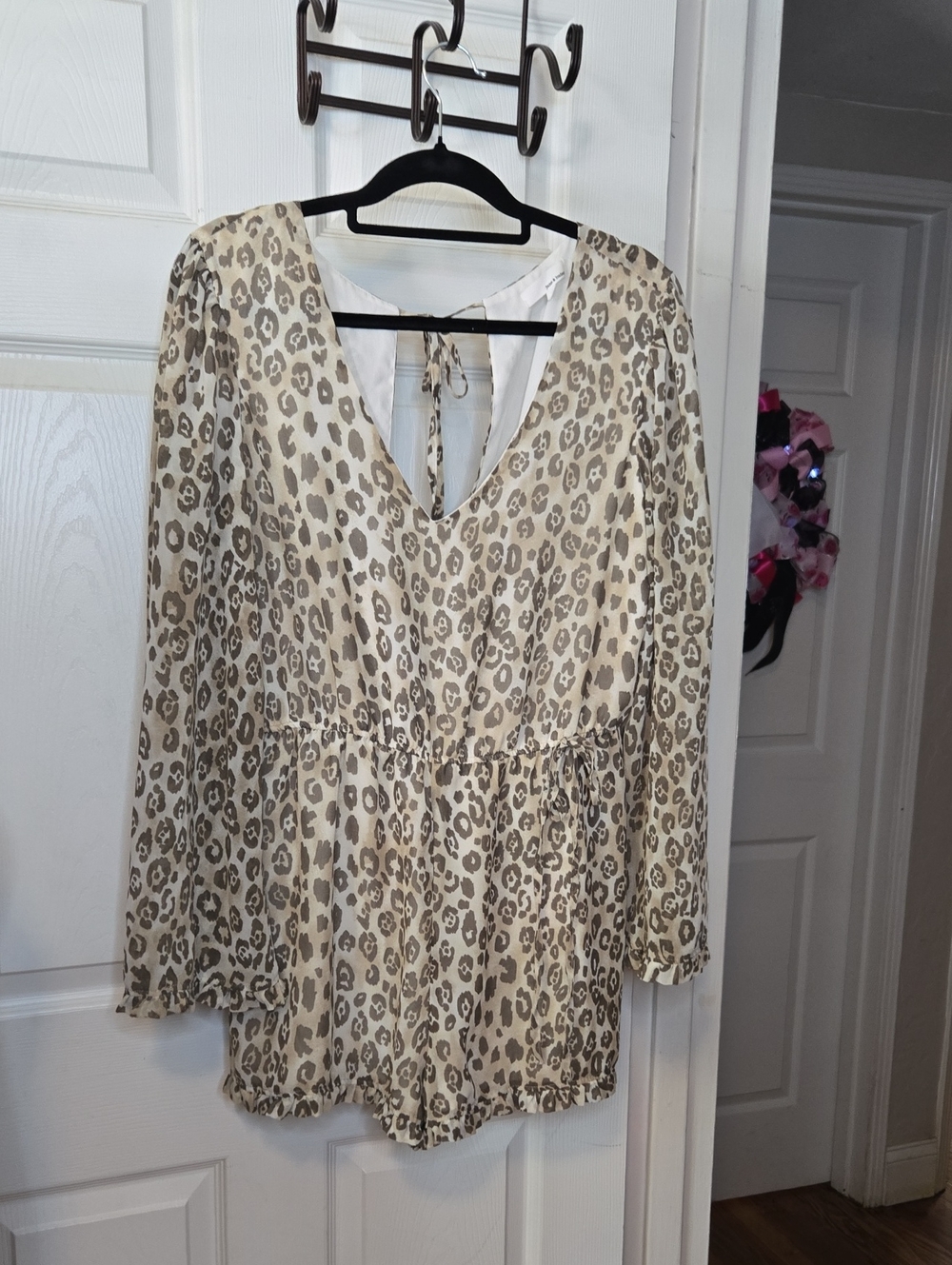 june & hudson Cream and Taupe Leopard Print Romper